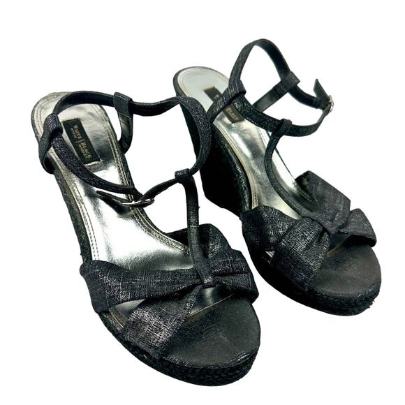 White House Black Market Open Toe Black Formal Wedges Women’s Size 10 - Picture 1 of 11